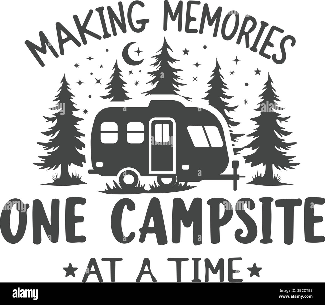 Memories One Campsite at a Time SVG Cut File, Camper SVG, Funny Camping SVG, Making Memories One Campsite for a Time T-Shirt Design, Camping T-Shirts Stock Vektor