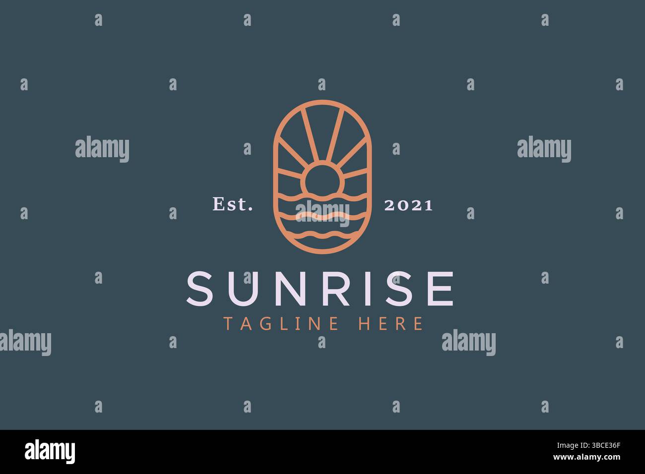 Sun und Wave – abstrakter Trend mit Logo Stock Vektor