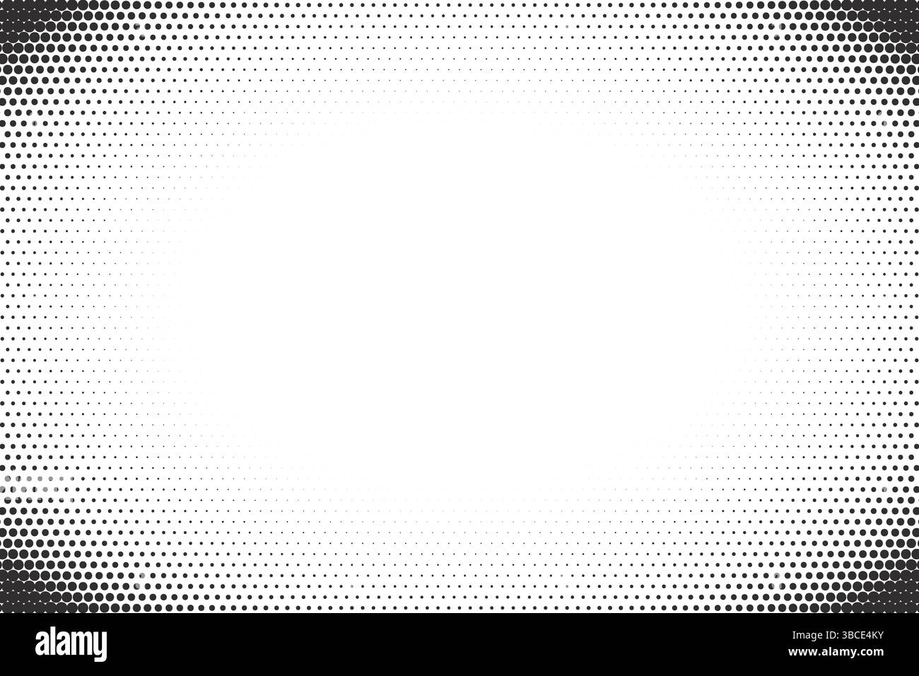 Punktmuster in Ecken. Hintergrund des Rastervektors. Comic-Farbverlauf auf weiß bg. Moderner abstrakter Minimalrahmen. Pop-Art-Monochrom-Rand Stock Vektor Punktmuster in Ecken. Hintergrund des Rastervektors. Comic-Farbverlauf auf weiß bg. Moderner abstrakter Minimalrahmen. Pop-Art-Monochrom-Rand Stock Vektor