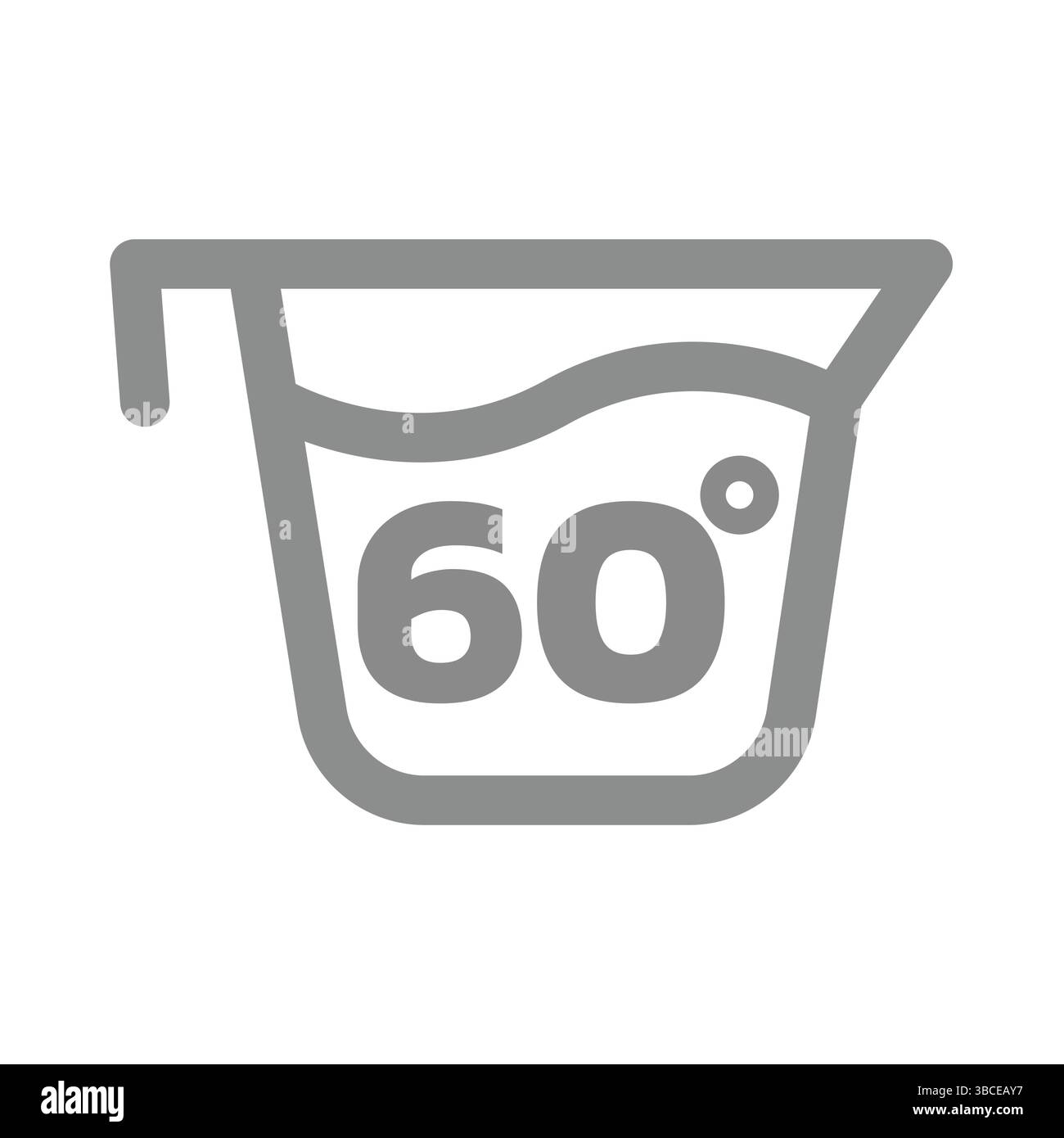 Vektorsymbol bei 60 Grad waschen. Waschtemperatur für Wäscheschild. Stock Vektor