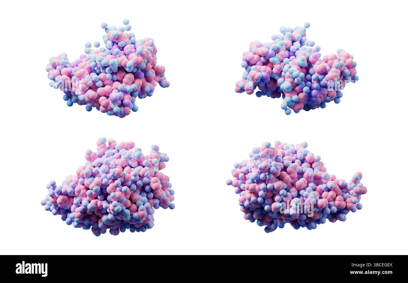Biologische organische Proteinstruktur, 3D-Rendering. 3D-Abbildung. Stockfoto