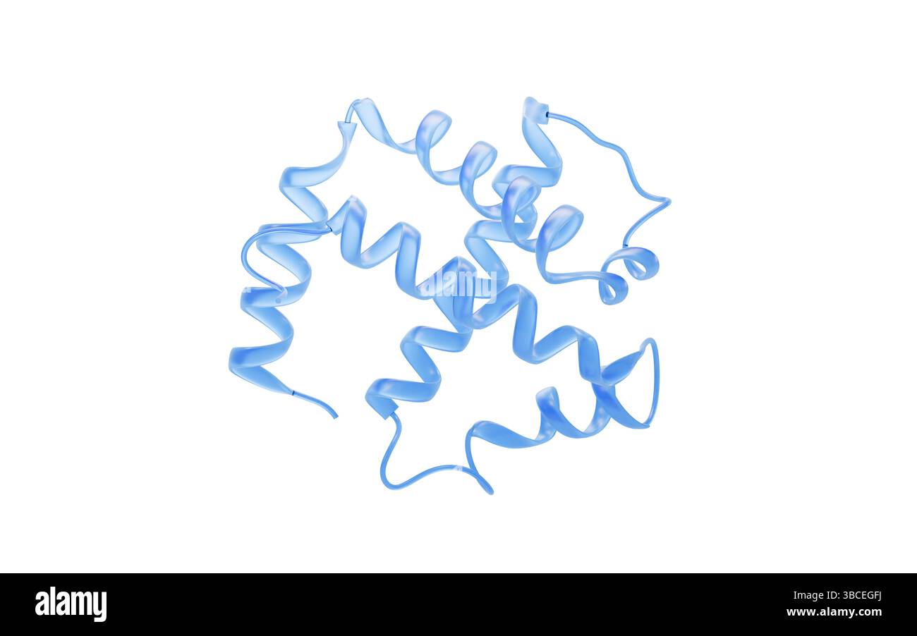 Biologische Kurvenproteinstruktur, 3D-Rendering. 3D-Abbildung. Stockfoto