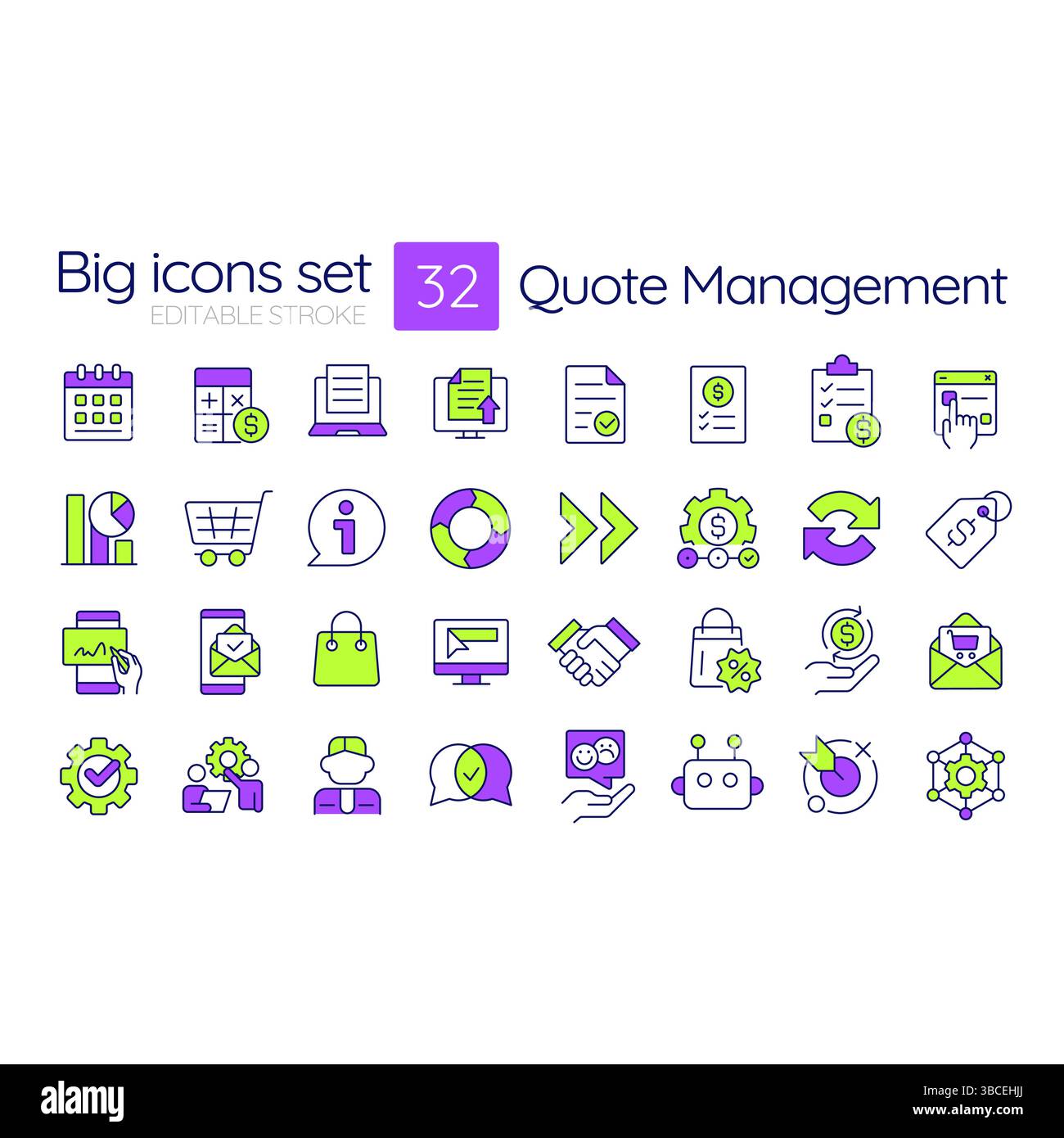 Farbsymbole für die Verwaltung von Angeboten Stock Vektor