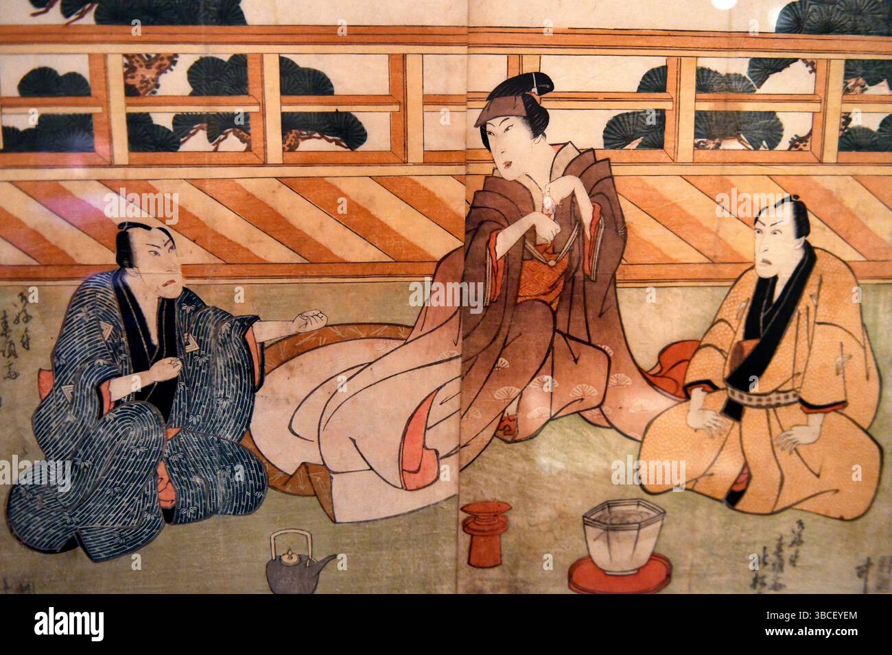 Japanische Drucke im Kamigata Ukiyoe-Museum, Osaka, Honshu, Japan, Asien. Stockfoto
