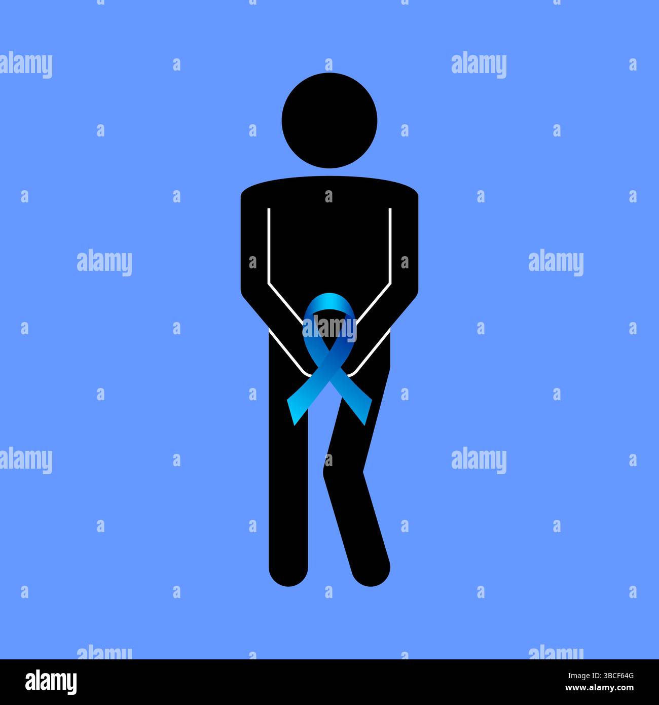 Mann mit blauem Prostatakrebs-Sensibilisierungsband. Gesundheitsförderung und Männergesundheitskonzept für Sensibilisierungskampagnen, medizinische Plakate. Stock Vektor