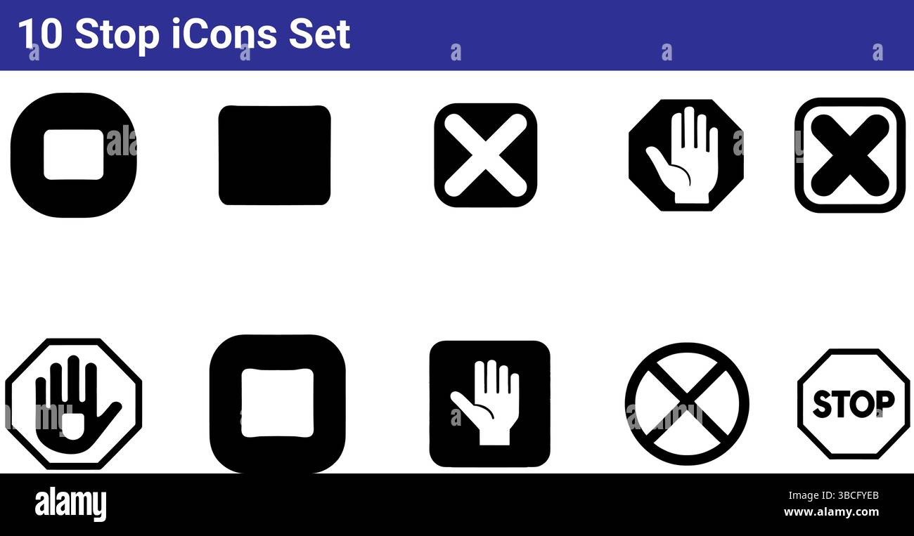 10 Verwendbare Symbole/Markierungssymbole Set: Einfache Vektorgrafiken Stock Vektor
