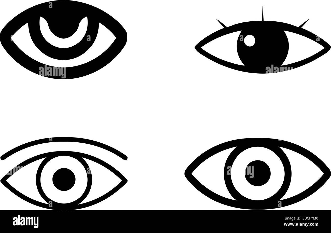 10 Augen-/Ansichtssymbole: Einfache Vektorgrafiken Stock Vektor