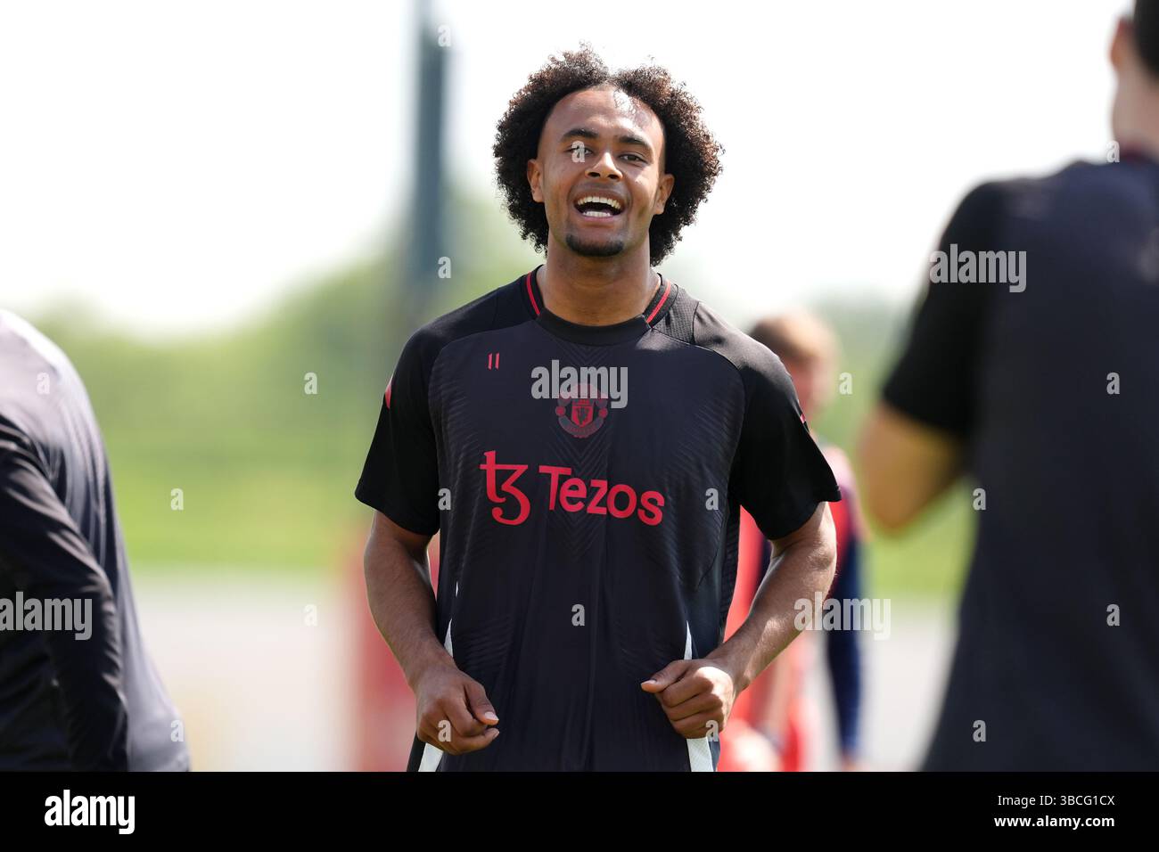 Joshua Zirkzee von Manchester United während eines Trainings im Carrington Training Centre in Manchester. Bilddatum: Dienstag, 20. Mai 2025. Stockfoto
