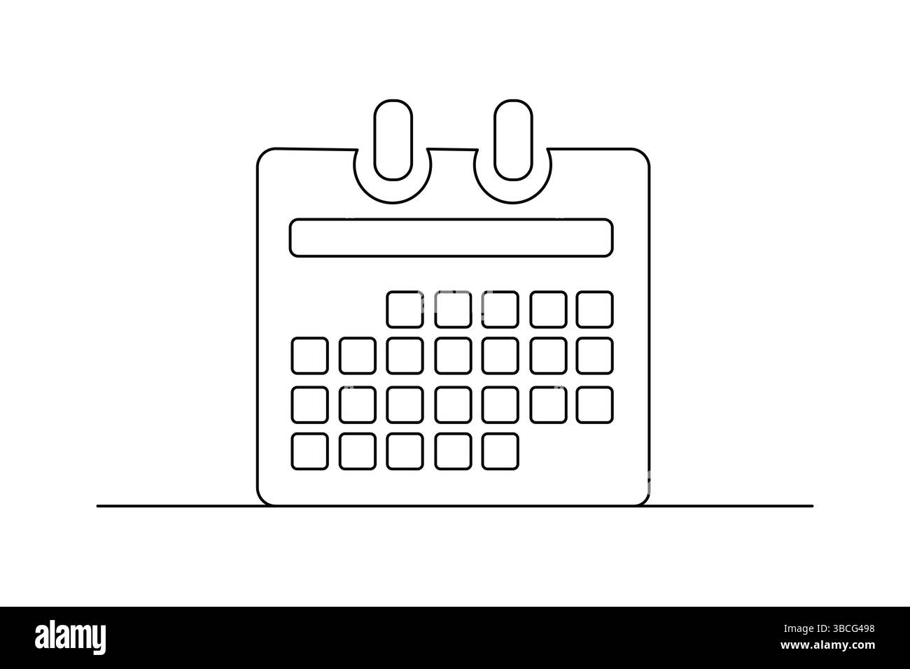 Durchgehende einzeilige Zeichnung des Vektorsymbols für den Tabellenkalender Stock Vektor