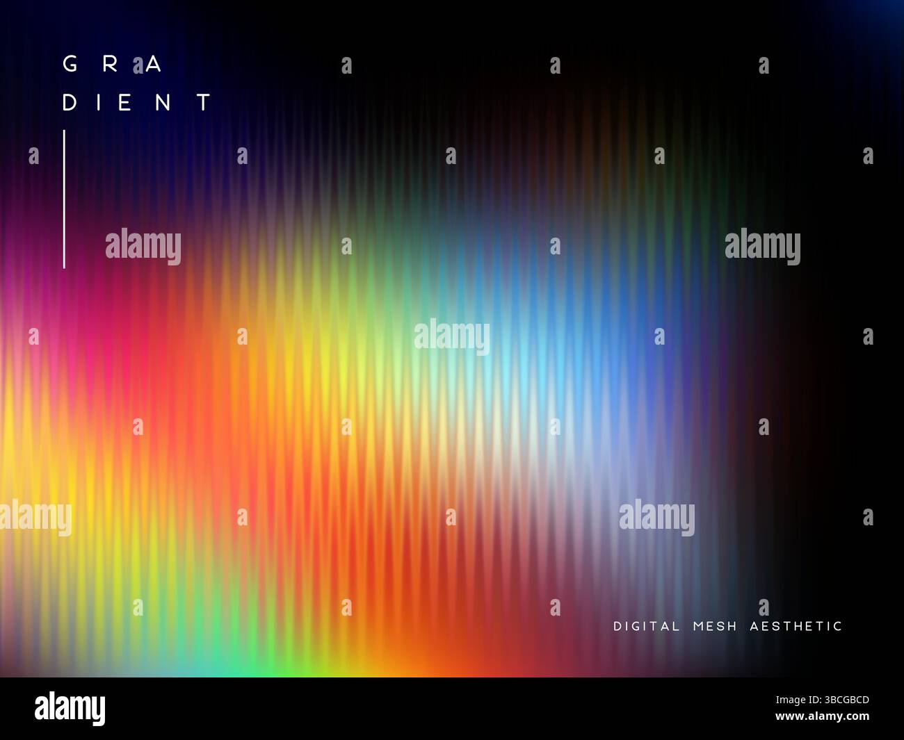 3D-Glasmorphismus-Glas mit irisierenden Farben auf dem Schwarz. Stock Vektor