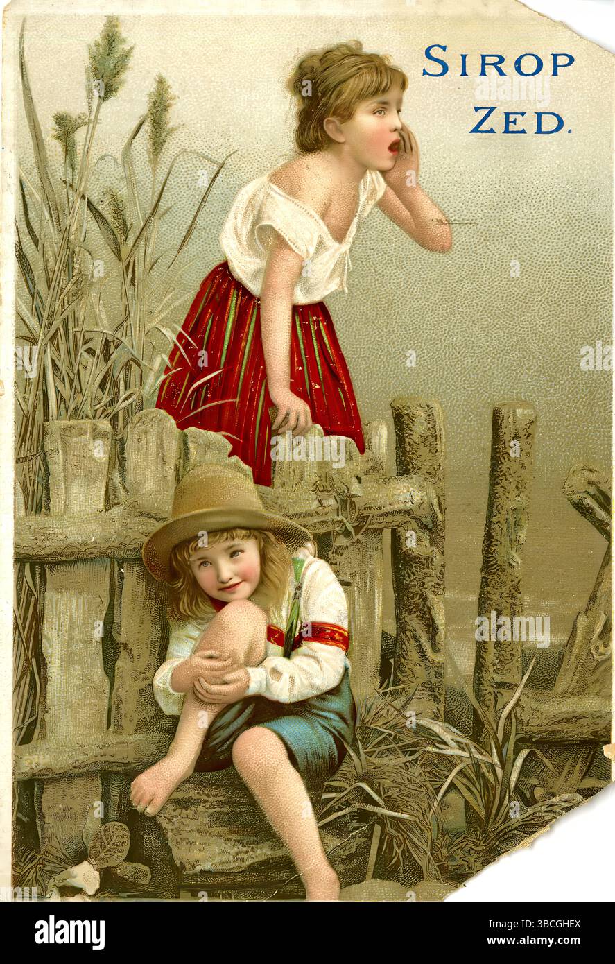 Sirop Zed  Girls by the Water - historische Werbespot-Illustration Stockfoto
