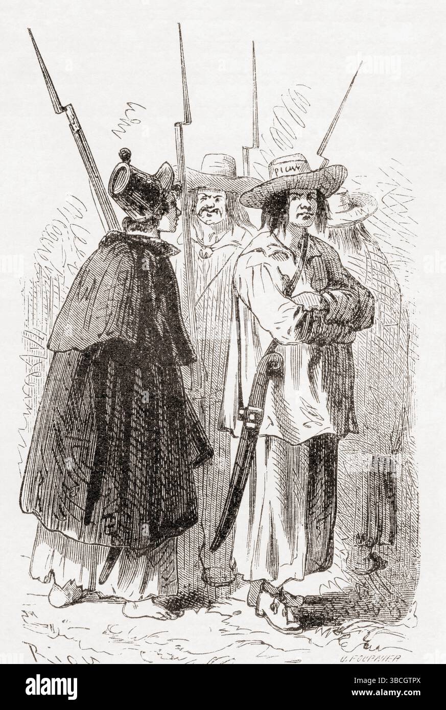 Mexikanische Soldaten, 19. Jahrhundert. Von der Reise nach Mexiko mit M.E. Vigneaux, 1854-1855. In Le Tour du Monde, veröffentlicht 1862. Stockfoto