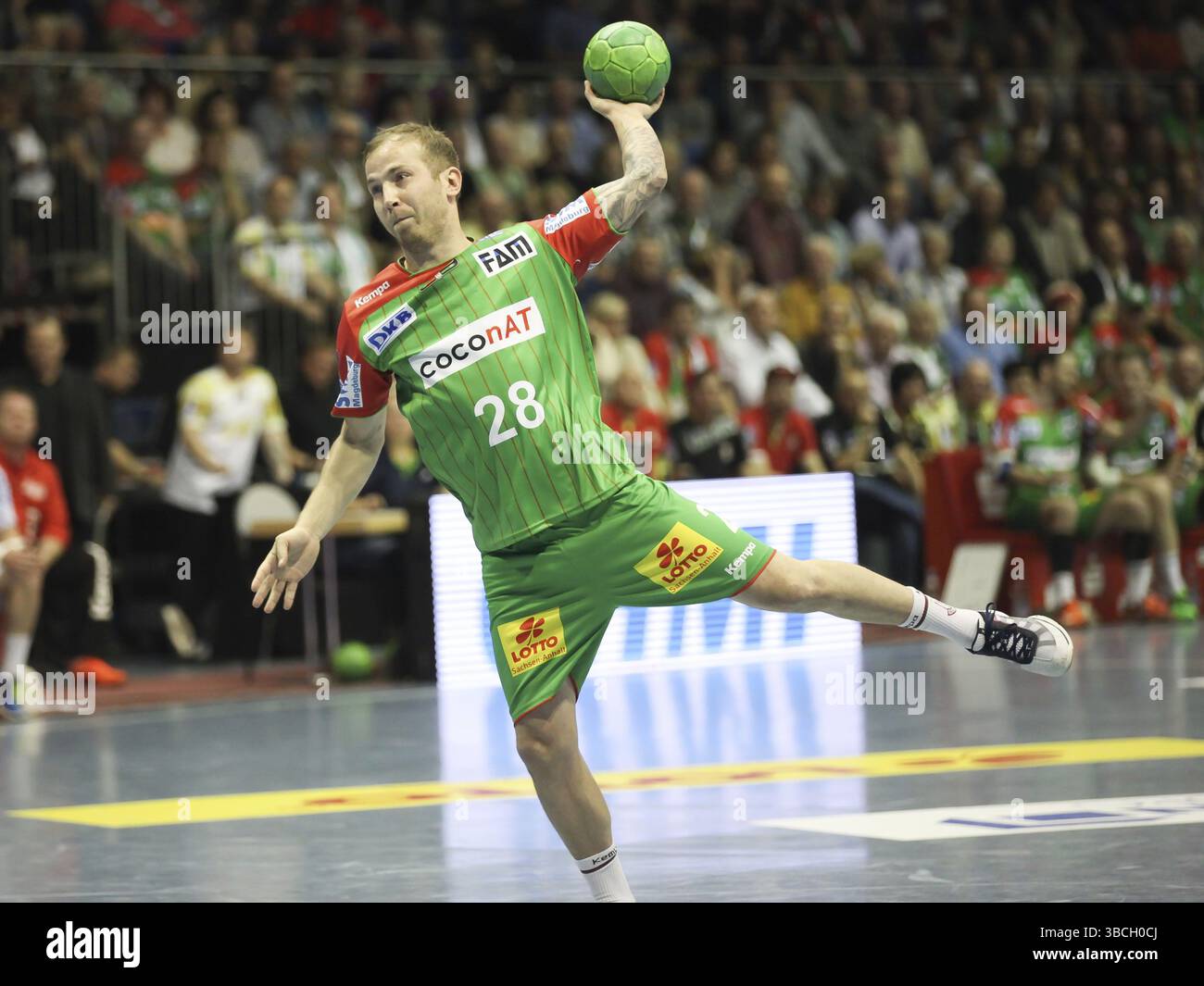 Robert Weber (SC Magdeburg) während der DKB Handball Bundesliga 2015-2016, Spieltag 7, SC Magdeburg vs HSV Handball am 09/2015 in der Getec-Arena Magdeburg Stockfoto