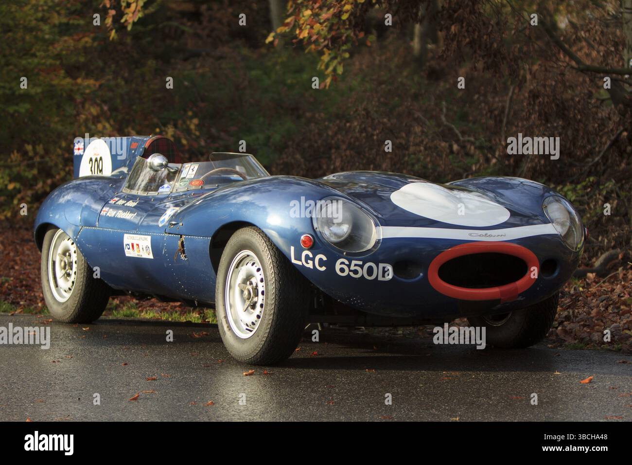 Jaguar D-Type, Gewinner der 24-Stunden-Rennen von Le Mans in den Jahren 1955, 1956 und 1957 Stockfoto