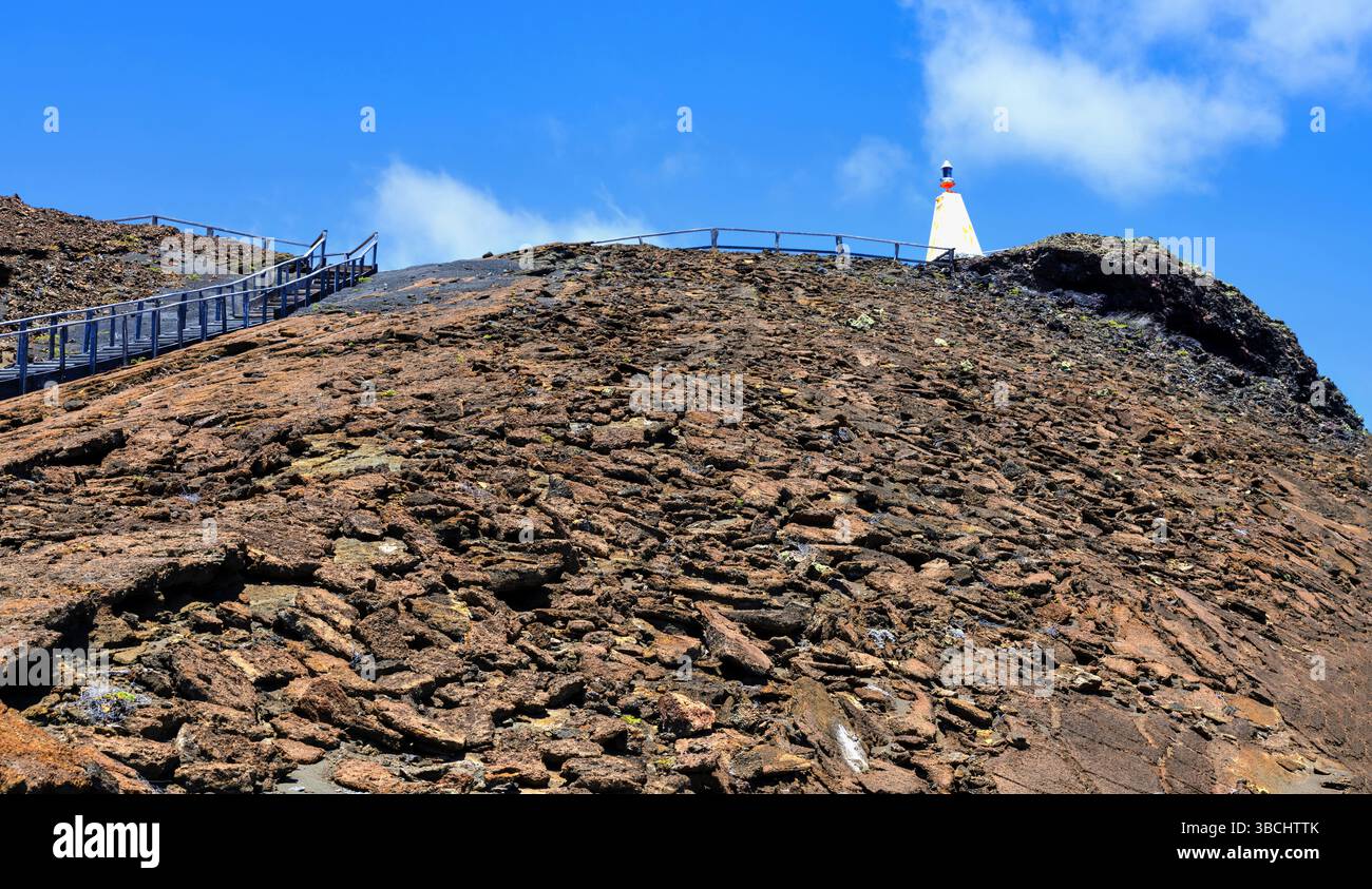 Leuchtturm auf der Insel Bartolomé von Galápagos Stockfoto