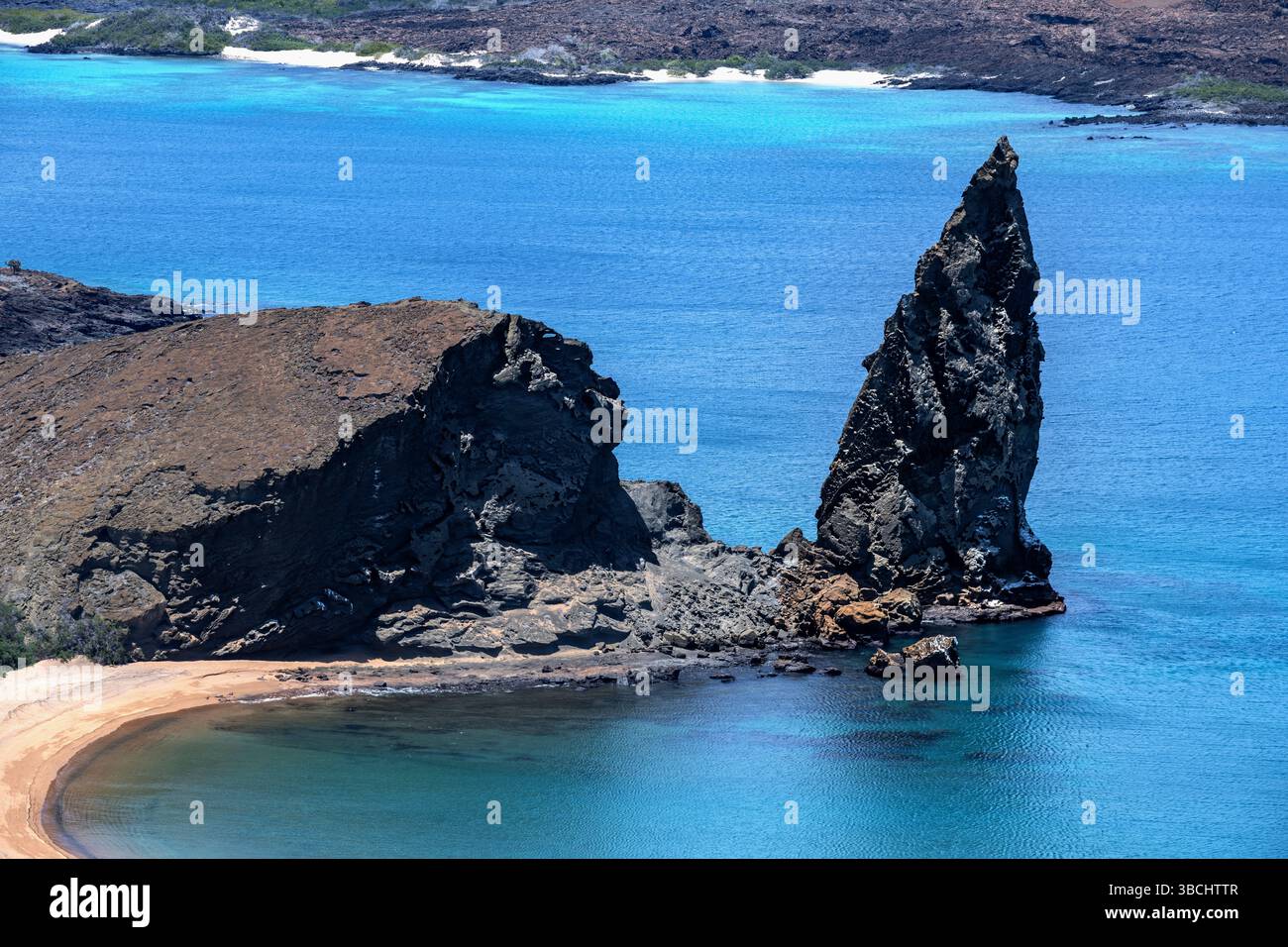Pinnacle Rock der Insel Bartolomé Galapagos Stockfoto