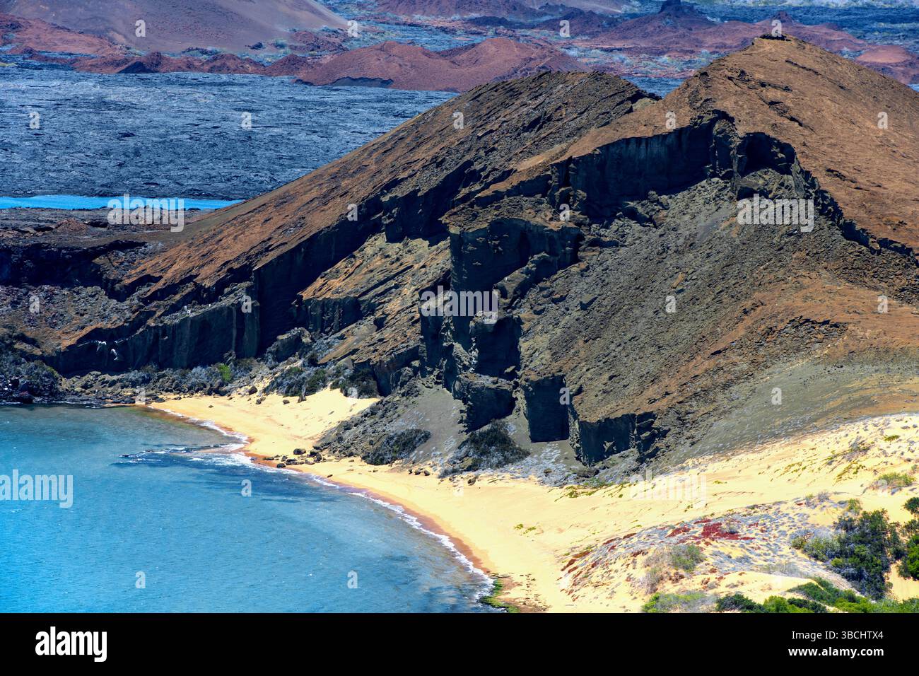 Strand auf der Insel Bartolomé von Galápagos im Pazifischen Ozean Stockfoto