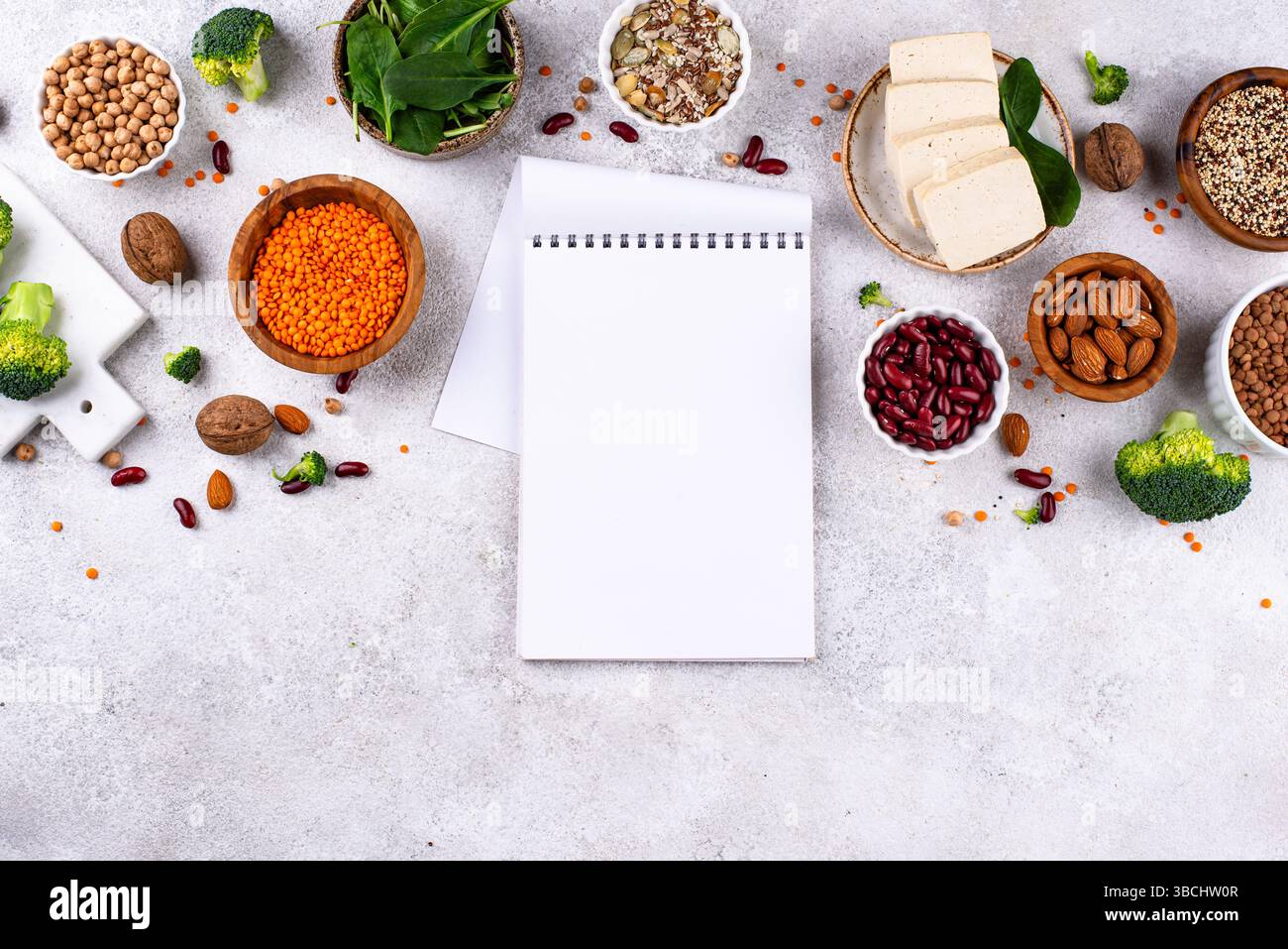 Sortierung pflanzlicher veganer Proteinprodukte Stockfoto