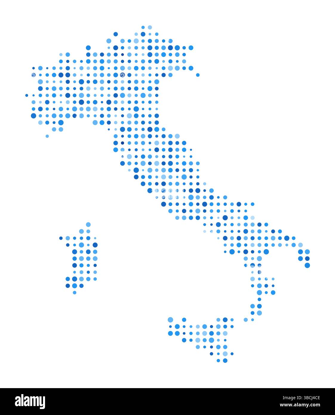 Italien Dot Map. Digitale Country-Form. Vektorbild Italien. Blaue kreisförmige Punkte in Country-Form. Kreative Vektorillustration. Stock Vektor