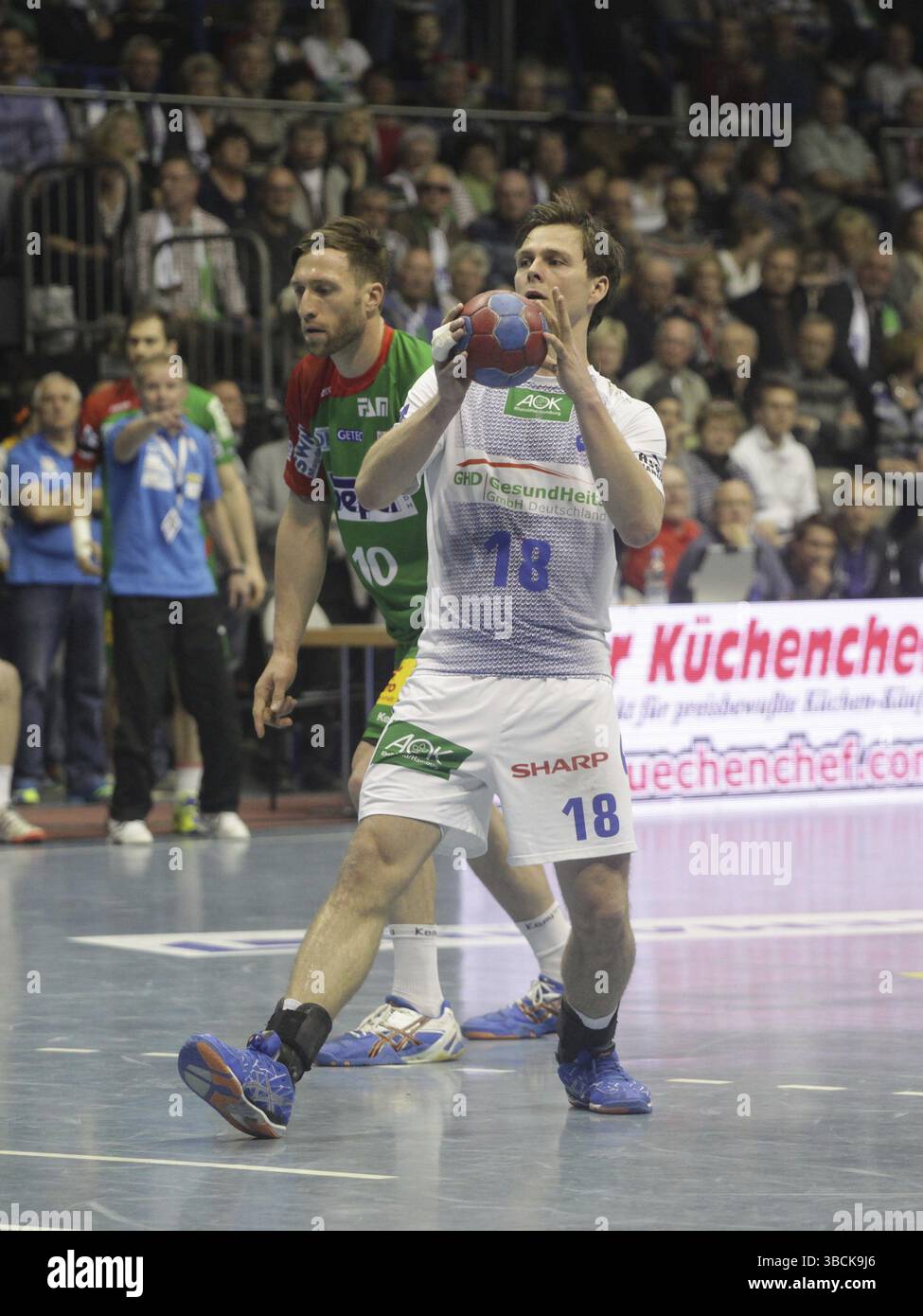 Dänischer Handballspieler Hans Lindberg HSV Handball DHB HBL DKB Handball-Bundesliga Saison 2013/14, dänischer Handballspieler Hans Lindberg HSV Handball DH Stockfoto