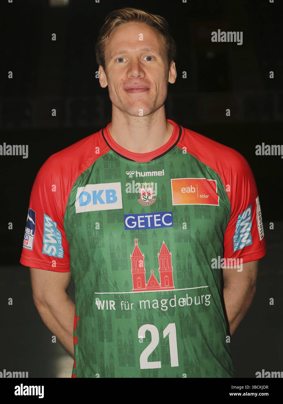 Norwegischer Handballspieler Magnus Gullerud SC Magdeburg HBL Liqui Moly Handball-Bundesliga Saison 2021-22, norwegischer Handballspieler Magnus Gullerud SC Stockfoto