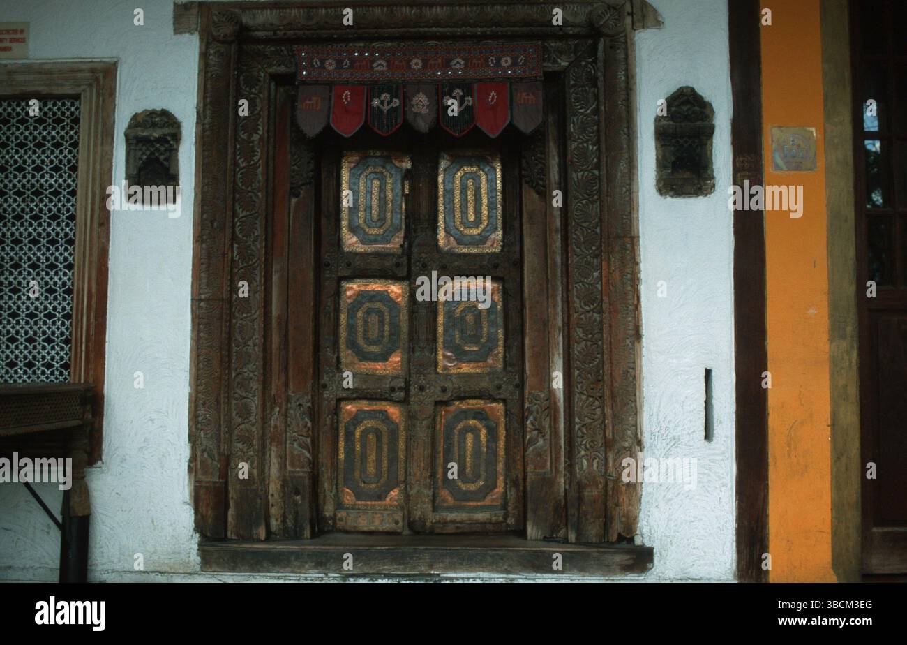 Alte Haustür, Boat Quai, Singapur, Asien Stockfoto