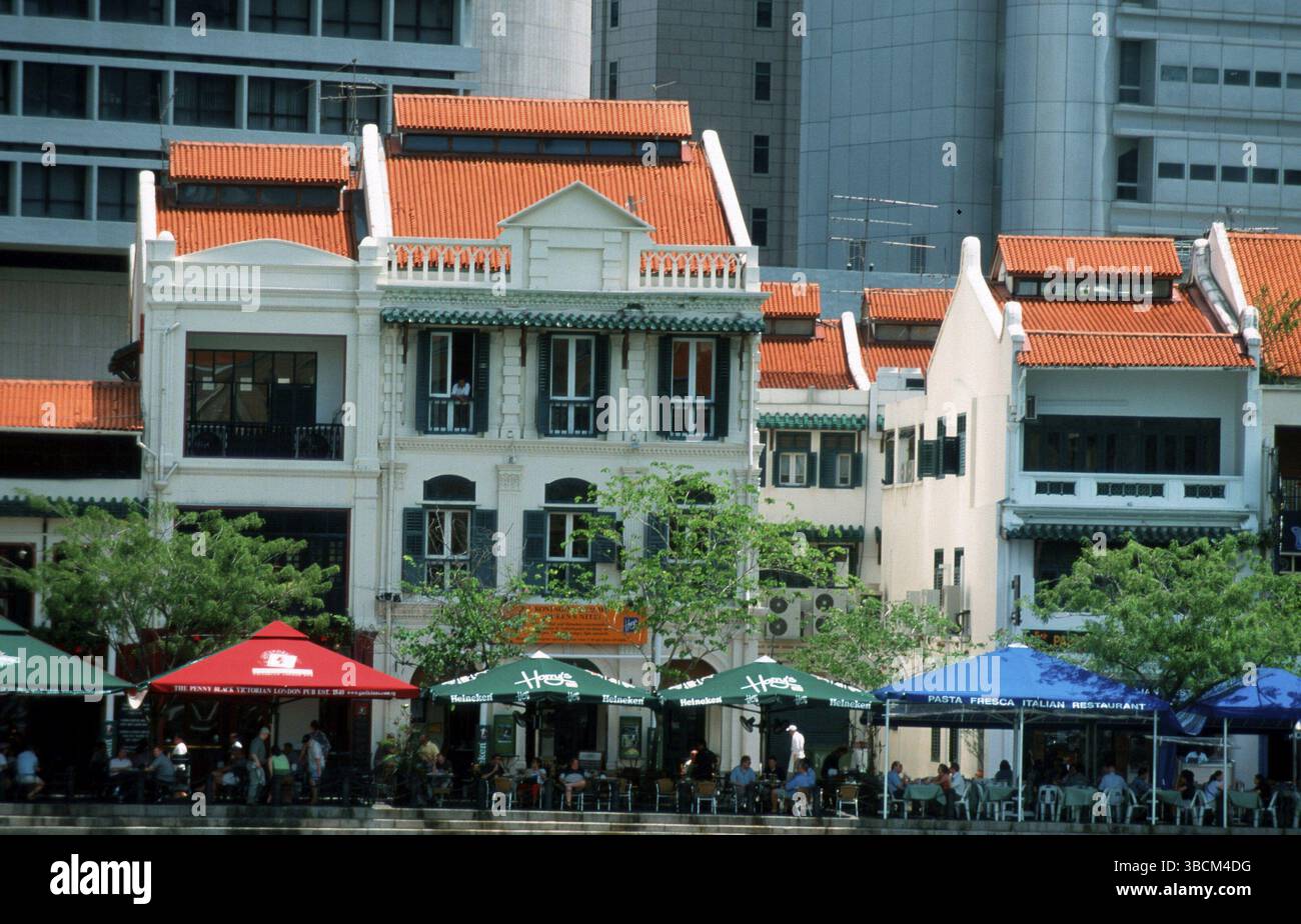 Pavement Cafe, Boat Quai, Singapur, Asien Stockfoto