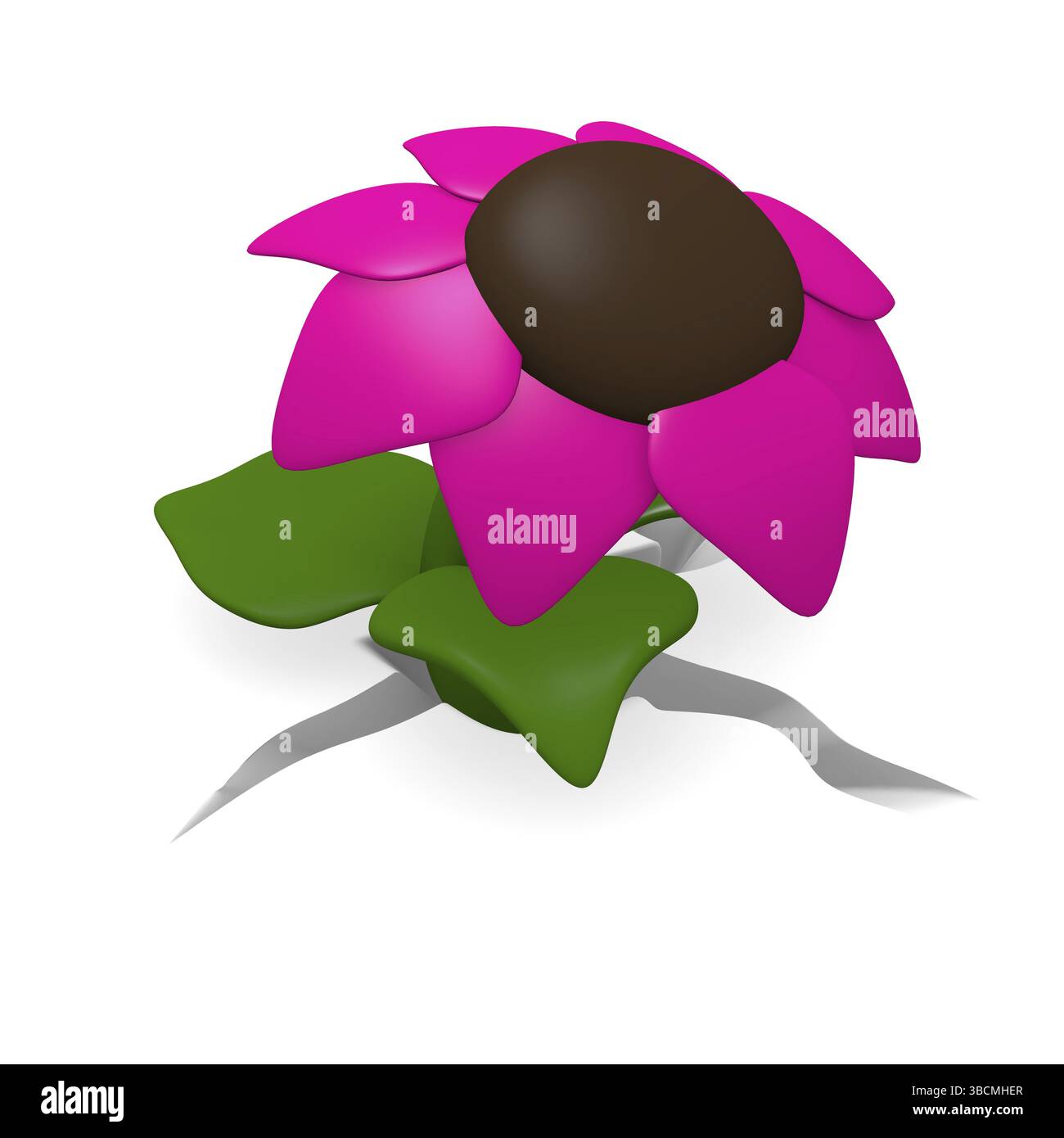 Rosa Blume auf einem weißen Hintergrund, 3d Wachstumskonzept Stockfoto