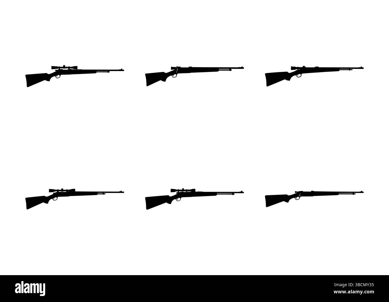 Satz Jagdgewehre Silhouette Vektor für Waffen Sammlung, Outdoor Jagdausrüstung Stock Vektor