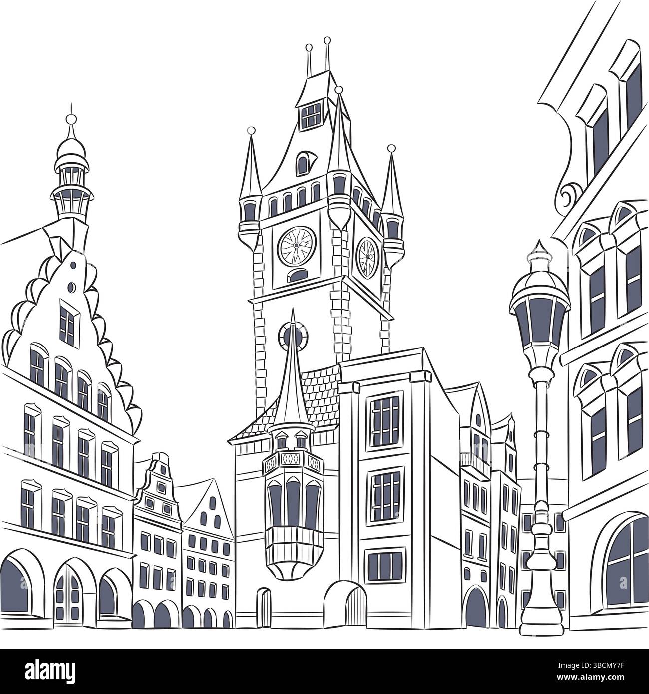 Old Town Hall Tower in Prag, Tschechische Republik Stock Vektor