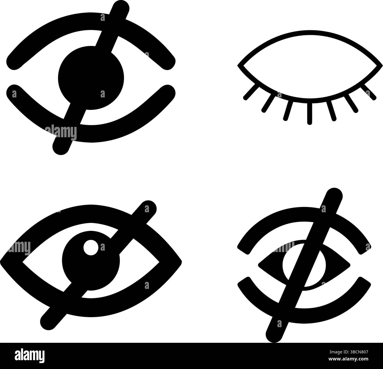 Symbole Zum Ausblenden/Ausschalten Der Augen – Symbole Für Sichtbarkeit Und Privatsphäre Stock Vektor