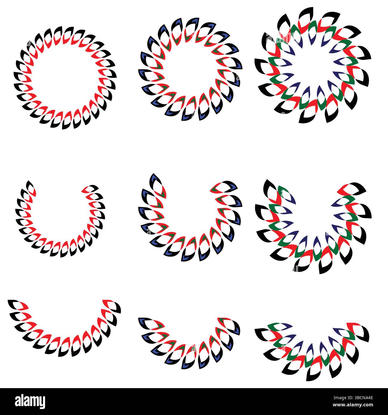 Kreative Kreisblumenform mit Illusionselementen und lebendigen dekorativen Rändern Stock Vektor
