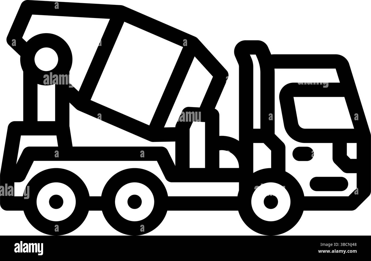 Mischer Truck Zementlinie Symbol Vektorillustration Stock Vektor