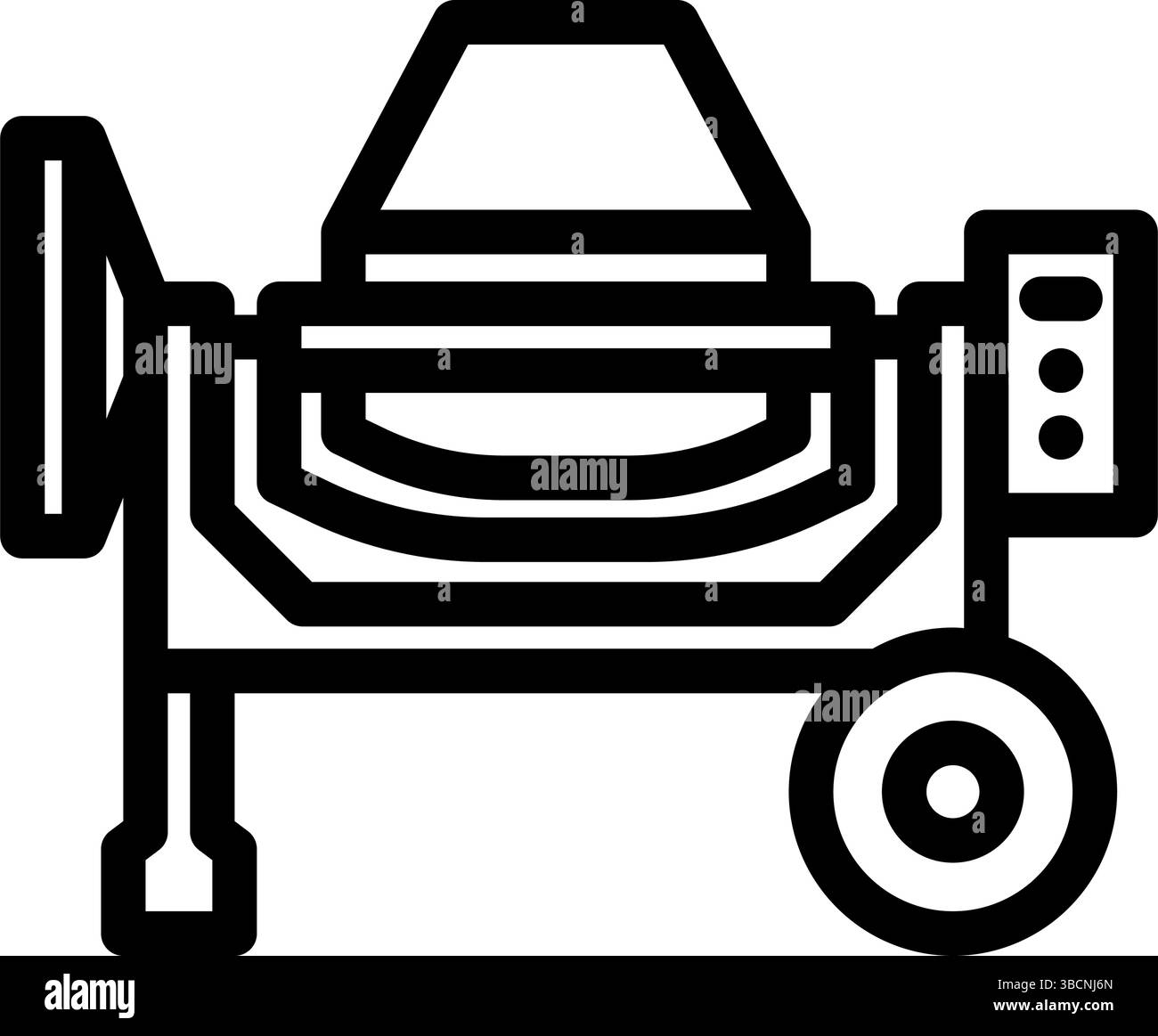 Betonmischer Maschine Zementlinie Symbol Vektor Illustration Stock Vektor