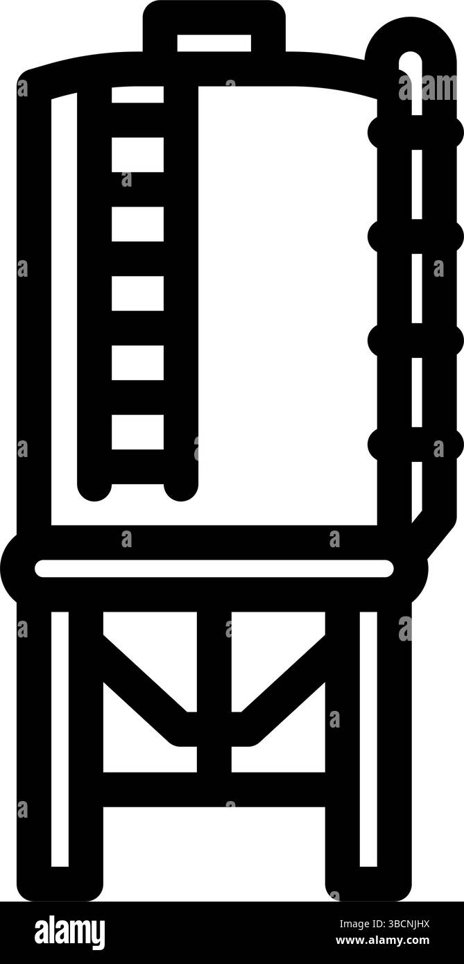 Silo-Zementlinie-Symbol-Vektor-Illustration Stock Vektor