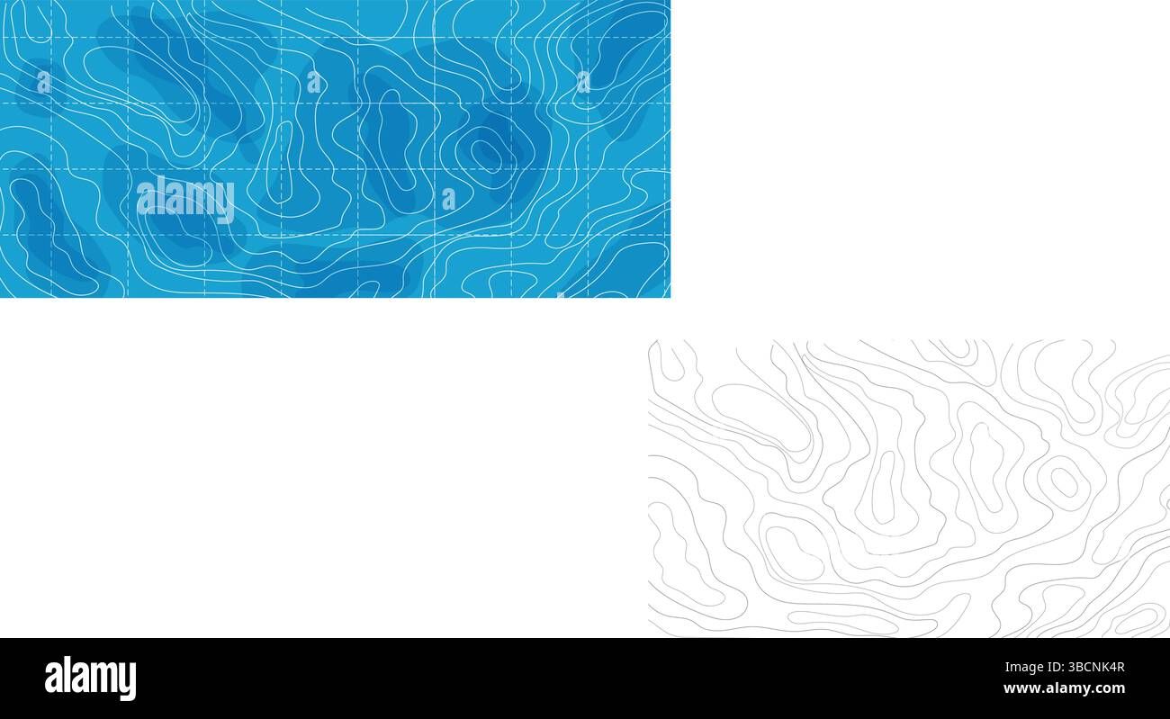 Topographie Kartenlinie Kontur Gebiet, abstrakte Landschaft Textur mit Grigs. Kartographie Karte Land oder Meer, geografische geometrische Skizze. Vektorabbildung Stock Vektor