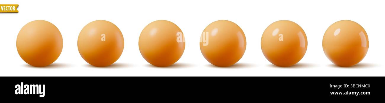 Glänzende orangefarbene Kugeln. 3D Bubble Kollektion realistische Kugeln mit Schatten. Vektor glänzende Kunststoffkugel Stock Vektor