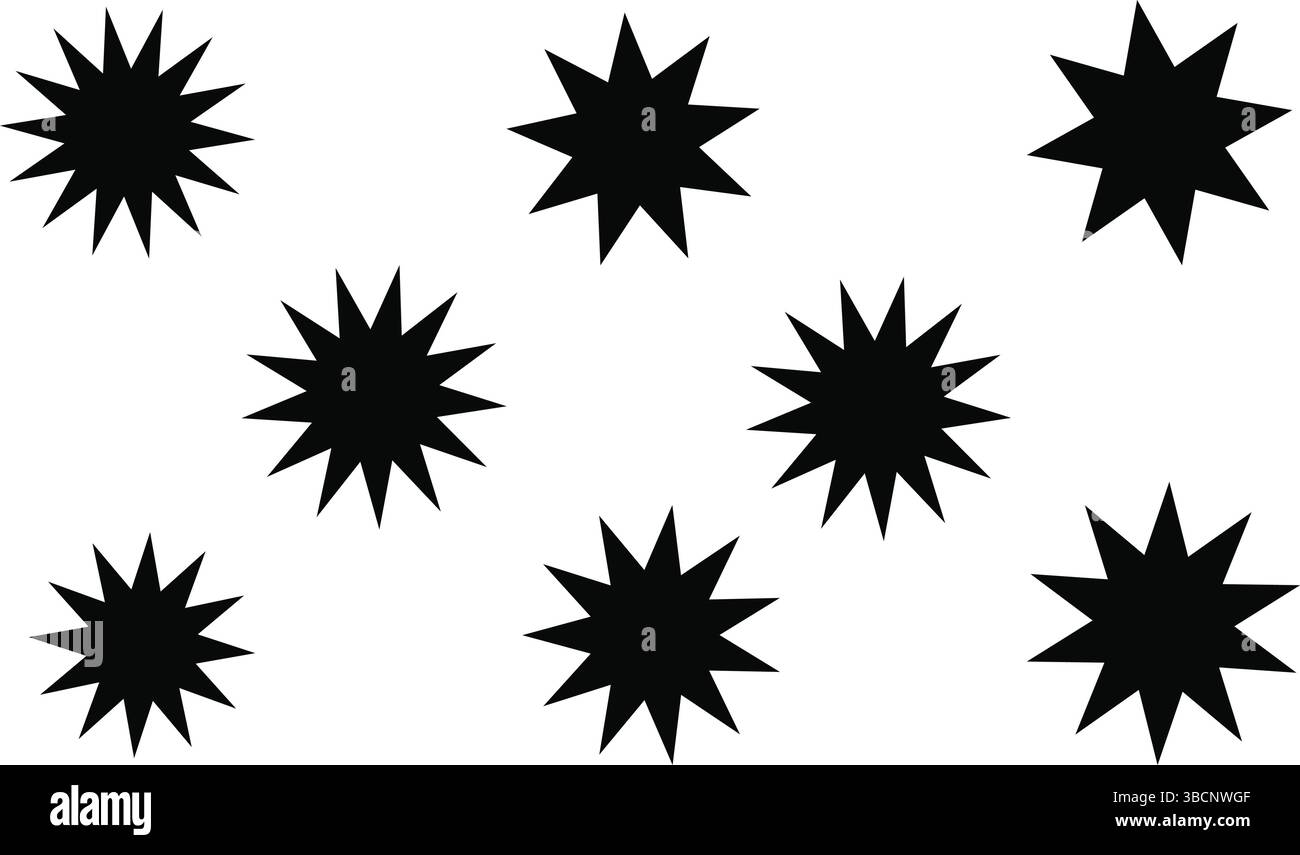 Explosionselemente für schwarze Starburst-Elemente für abstrakte Hintergrundkonzepte und Vektorlayouts mit hohem Kontrast Stock Vektor