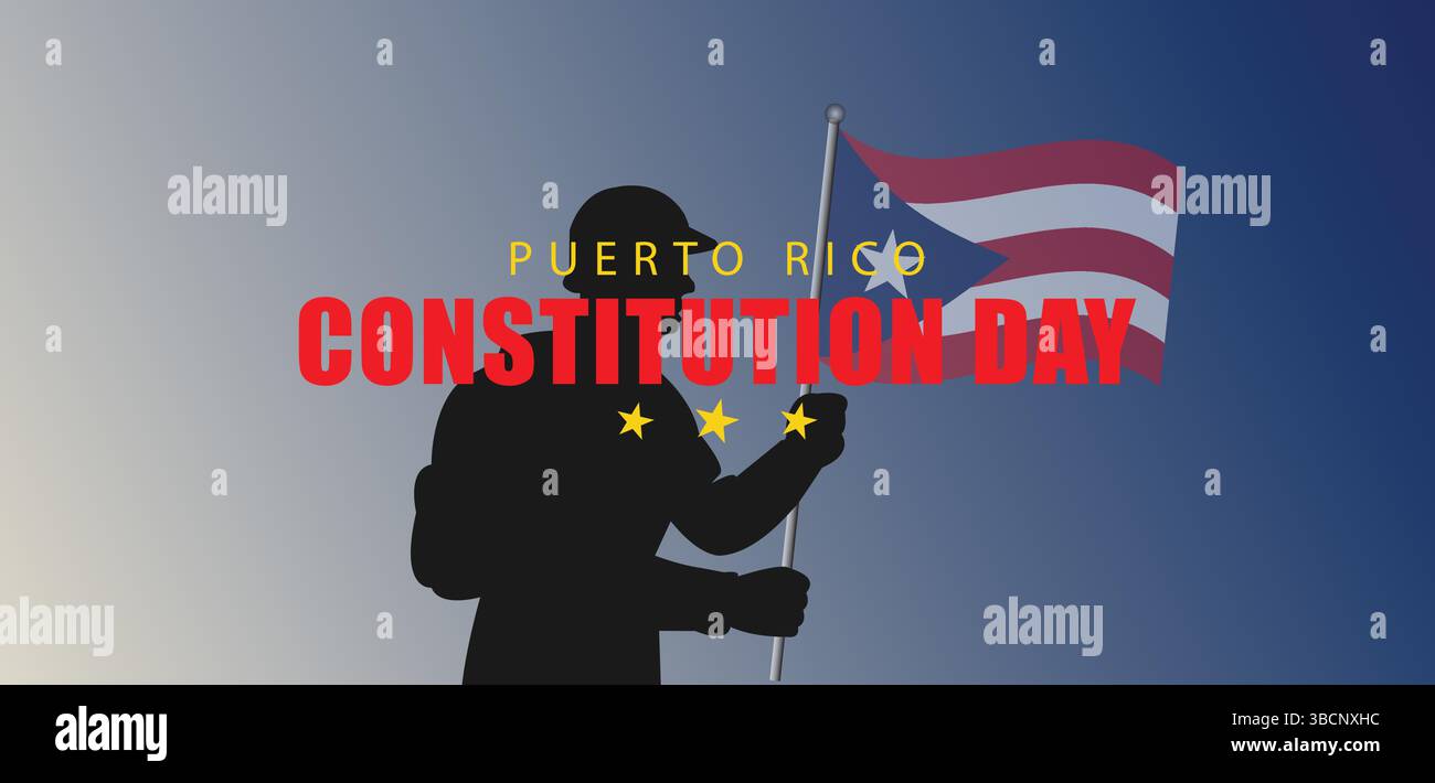 Der Tag der Verfassung von Puerto Rico zum 25. Juli und seine Bedeutung Stock Vektor