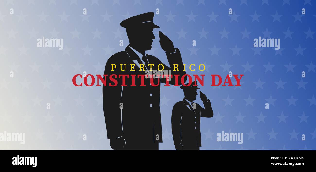 Wir feiern die Freiheit die Bedeutung des Tages der Verfassung von Puerto Rico Stock Vektor