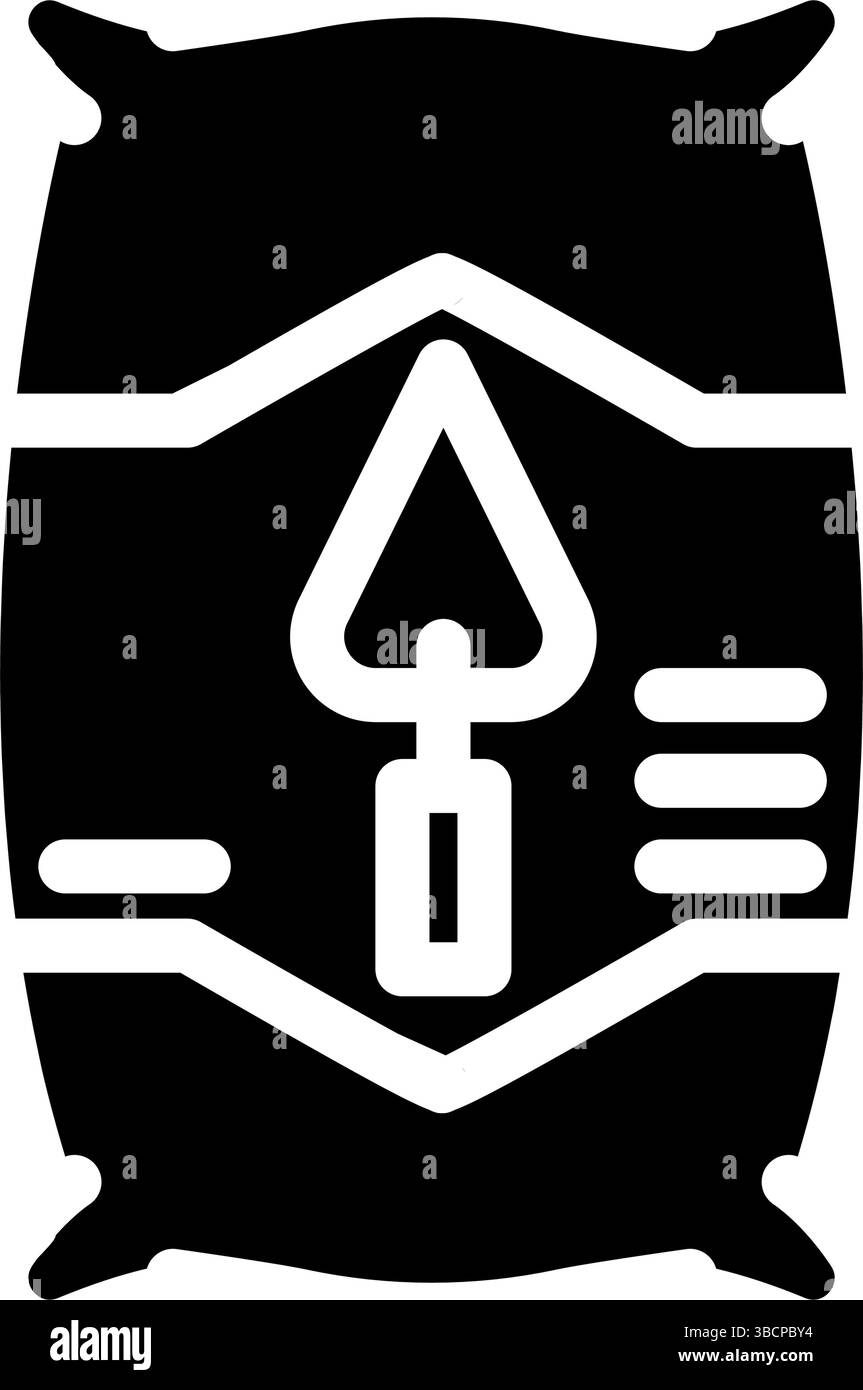 Beutel Zement Glyphe Symbol Vektor Illustration Stock Vektor