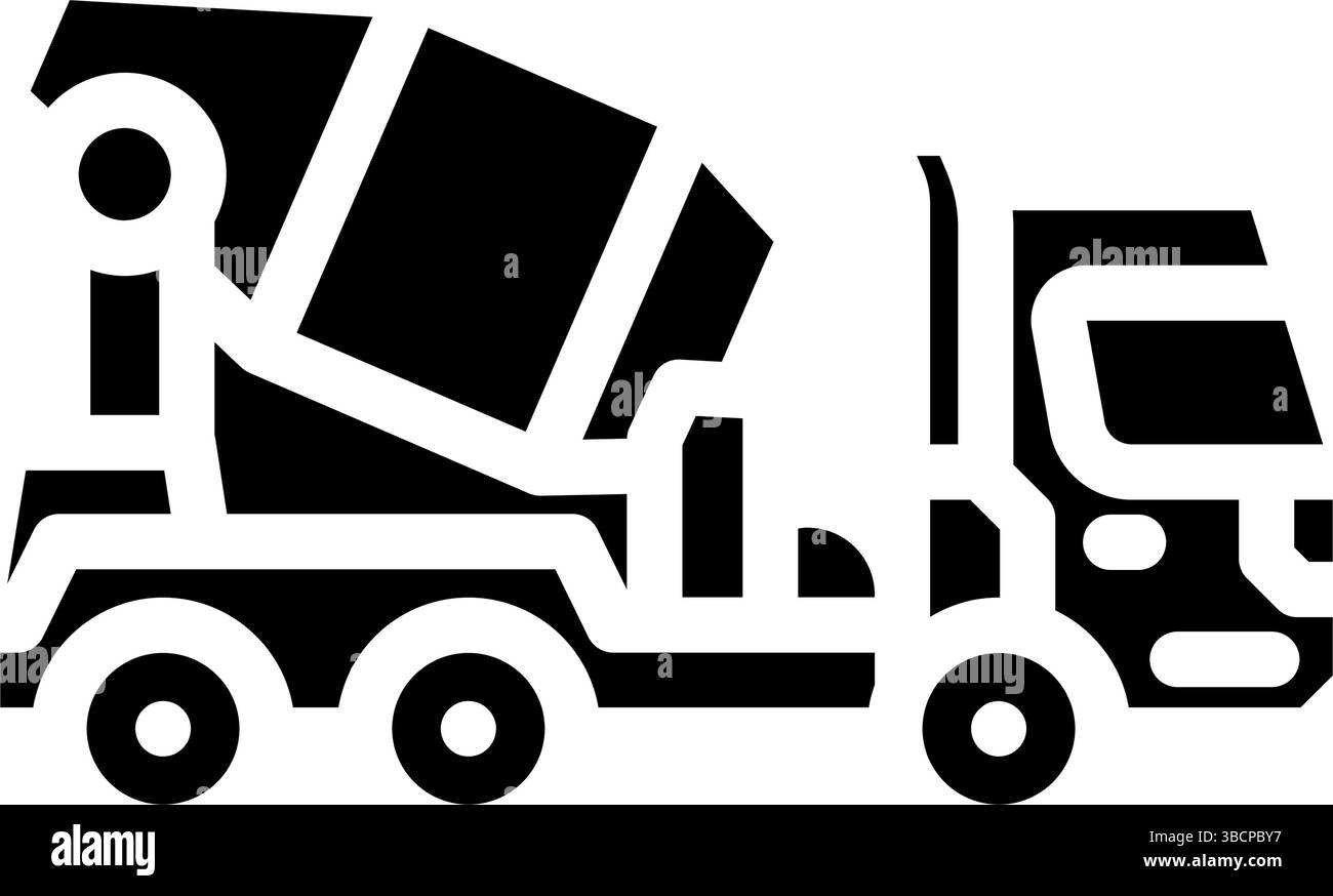 Mischer LKW Zement Glyphe Symbol Vektor Illustration Stock Vektor