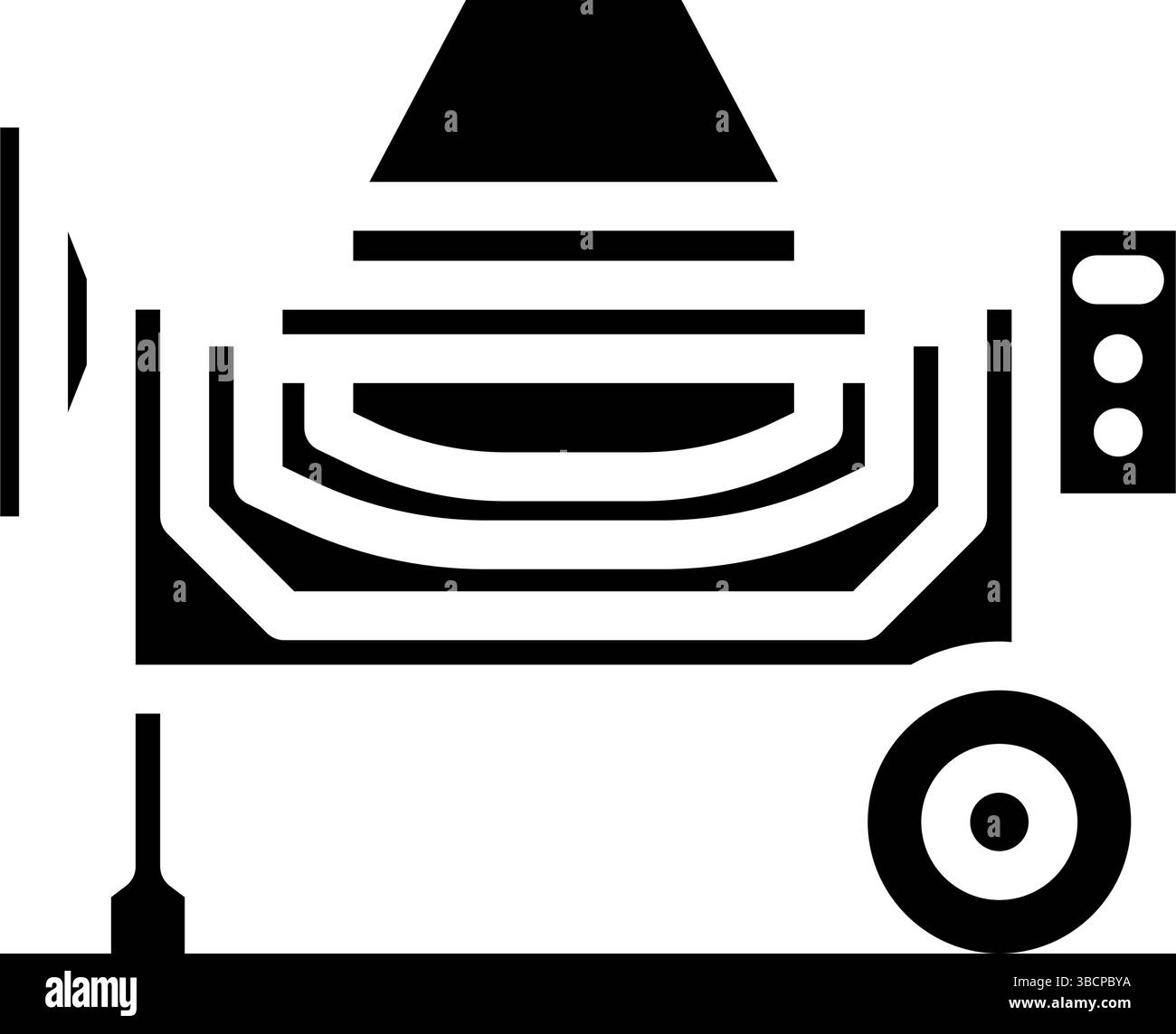 Betonmischer Maschine Zement Glyphe Symbol Vektor Illustration Stock Vektor