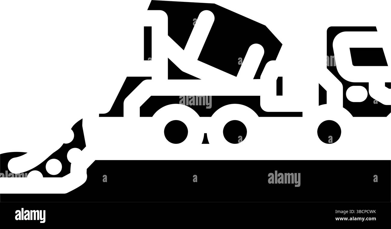 Lkw gießt Beton Zement Glyphe Symbol Vektor Illustration Stock Vektor