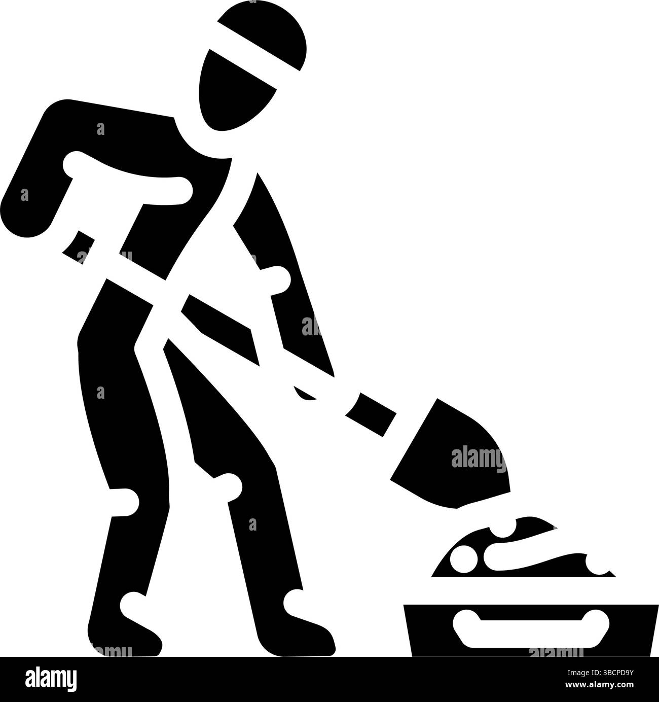 Arbeiter mischen Zement Glyphe Symbol Vektor Illustration Stock Vektor