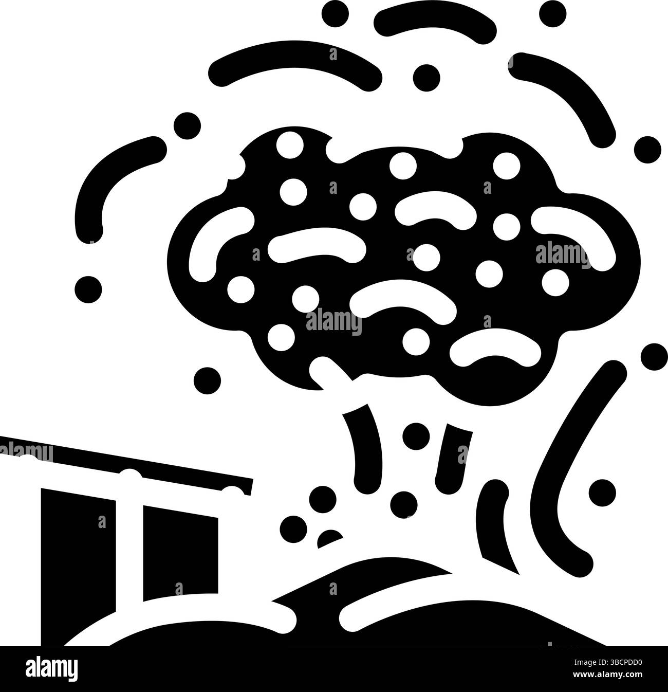 Staubwolke Zement Glyphe Symbol Vektor Illustration Stock Vektor