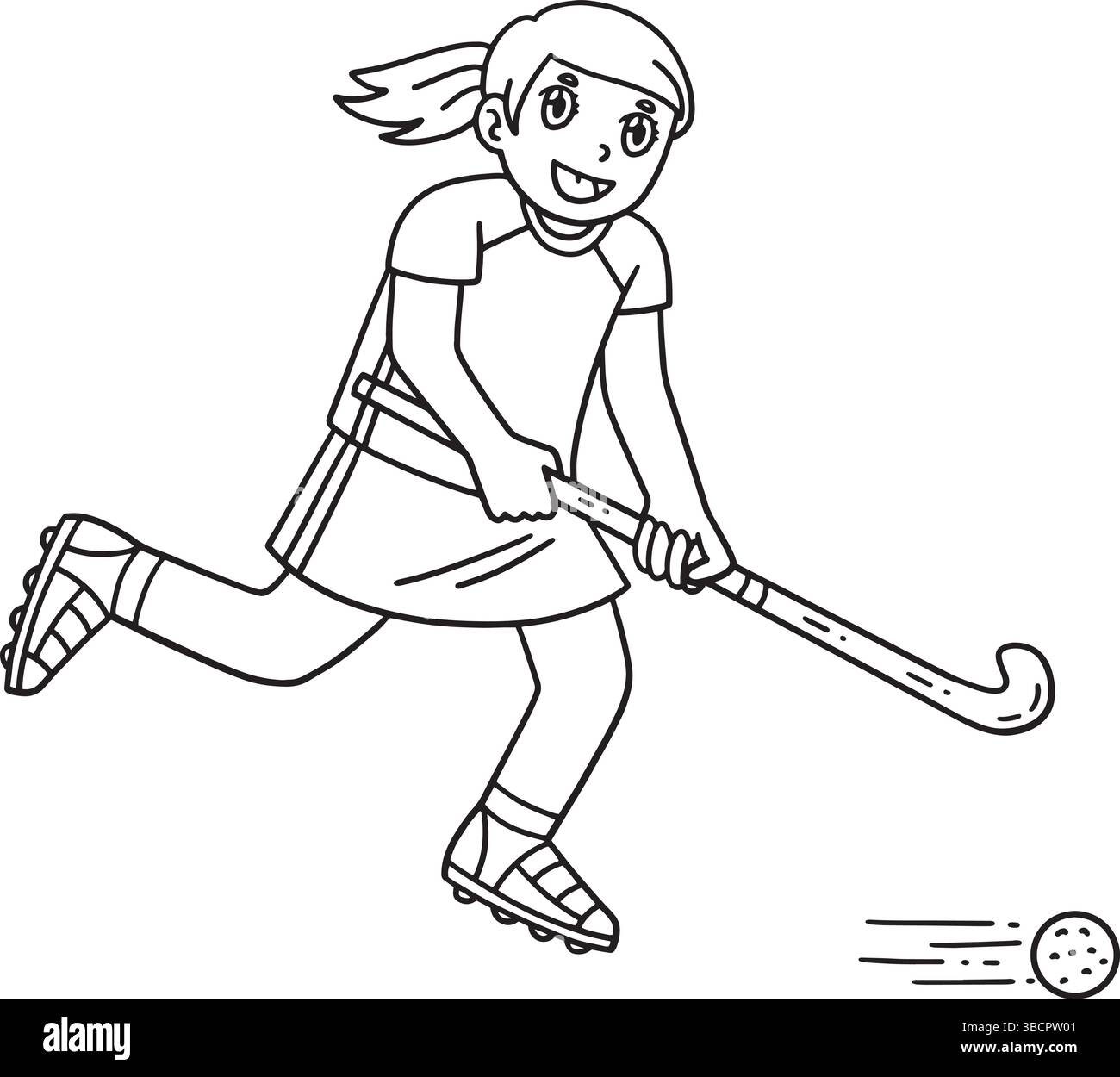 Field Hockey Weiblicher Spieler, Der Ball Verjagt Stock Vektor