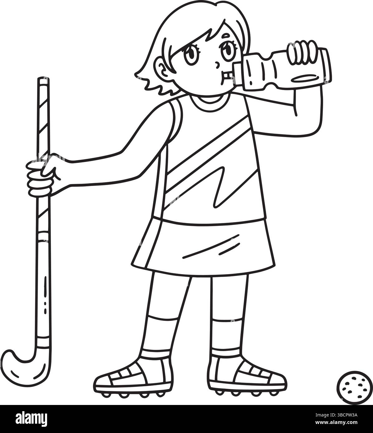 Feldhockey Weibliche Spieler Trinken Wasser Isoliert Stock Vektor