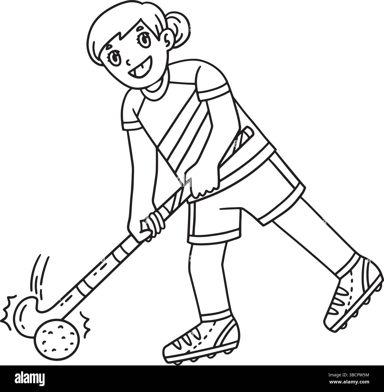 Field Hockey Weibliche Spielerin, Die Ball Isoliert Führt Stock Vektor