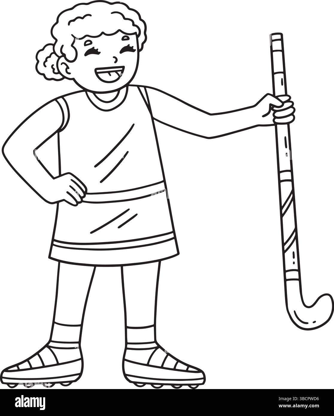 Field Hockey Weibliche Spieler Hält Stock Isoliert Stock Vektor